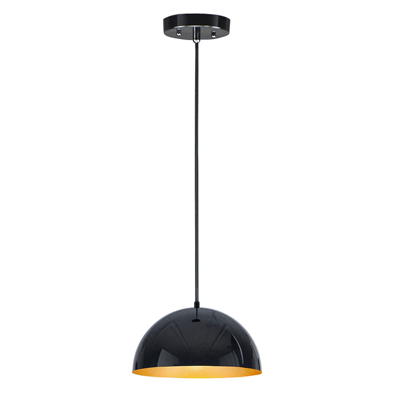 ET2 Contemporary Lighting E24902-GBGLD 14" Hemisphere LED Single Pendant Ceiling Light - Finish: Gloss Black and Gold