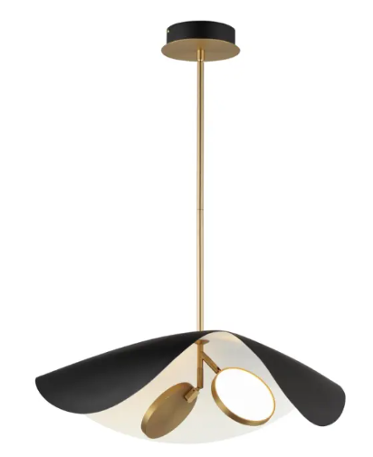 ET2 Contemporary Lighting E24966-WTBKGLD Carmen 24" LED Pendant, Color Temperature 3000K, 720 Lumens, Voltage 120-277V, Black / Gold Finish