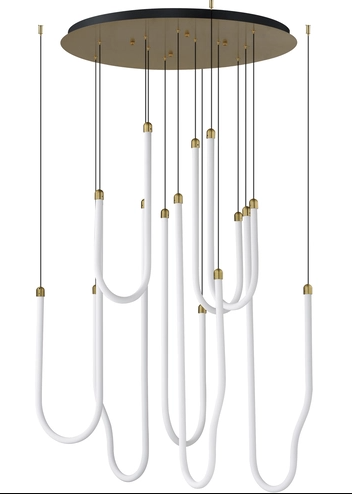 ET2 Contemporary Lighting E24988-NAB Soleil 8-Light LED Round Flush Mount, 5200 Lumens, Color Temperature 3000K, Voltage 120-277V, Natural Aged Brass Finish