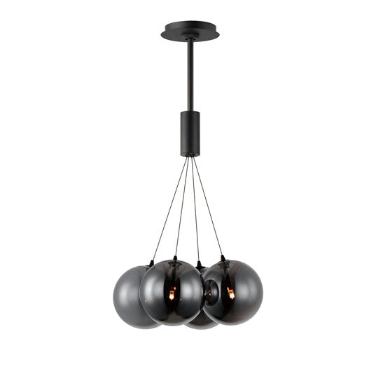 ET2 Contemporary Lighting E25084-142BK Burst 17" 4-Light LED Pendant Ceiling Light - Color Temperature: 3000K - Shade Color: Smoke - Finish: Black