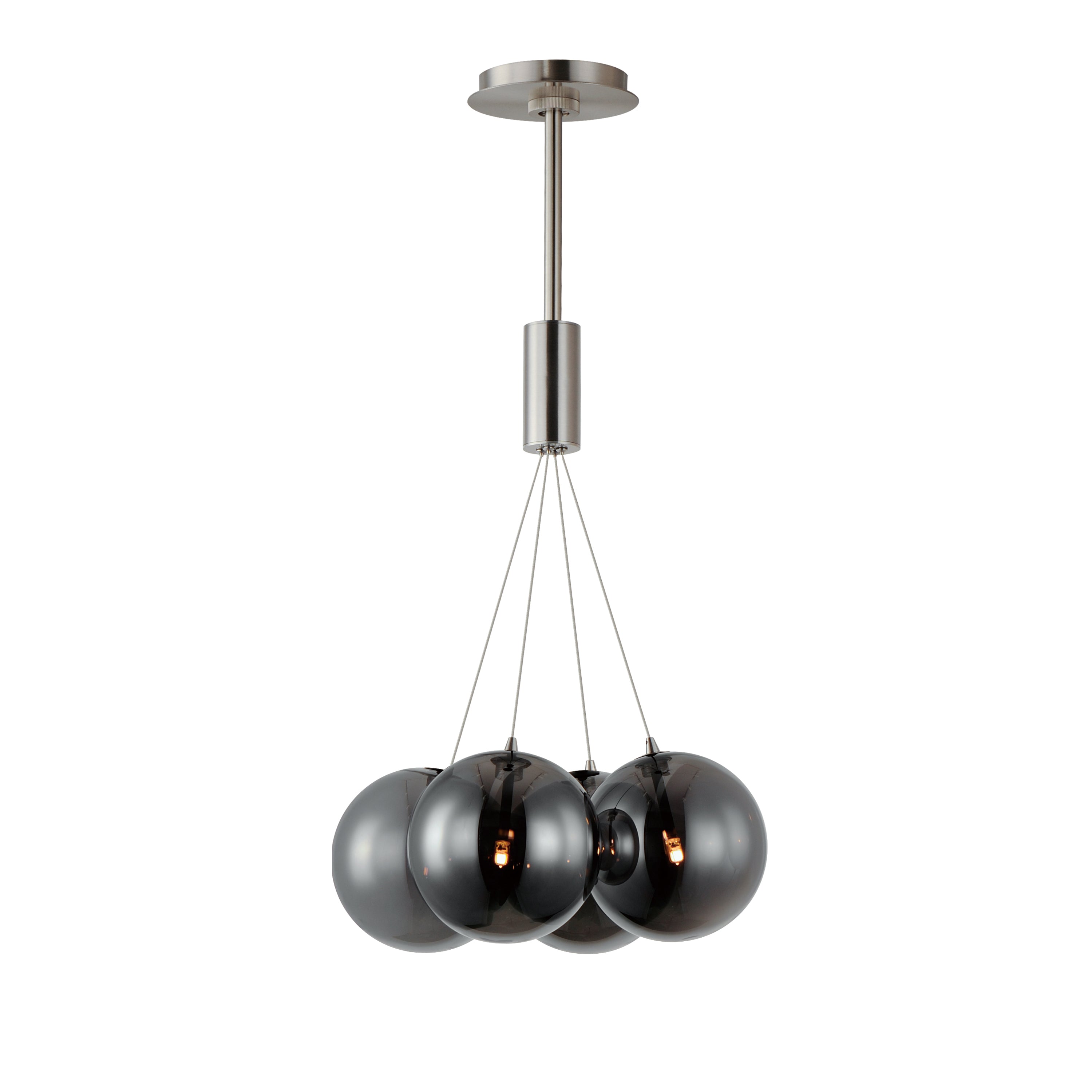 ET2 Contemporary Lighting E25084-142SN Burst 17" 4-Light LED Pendant Ceiling Light - Color Temperature: 3000K - Shade Color: Smoke - Finish: Satin Nickel