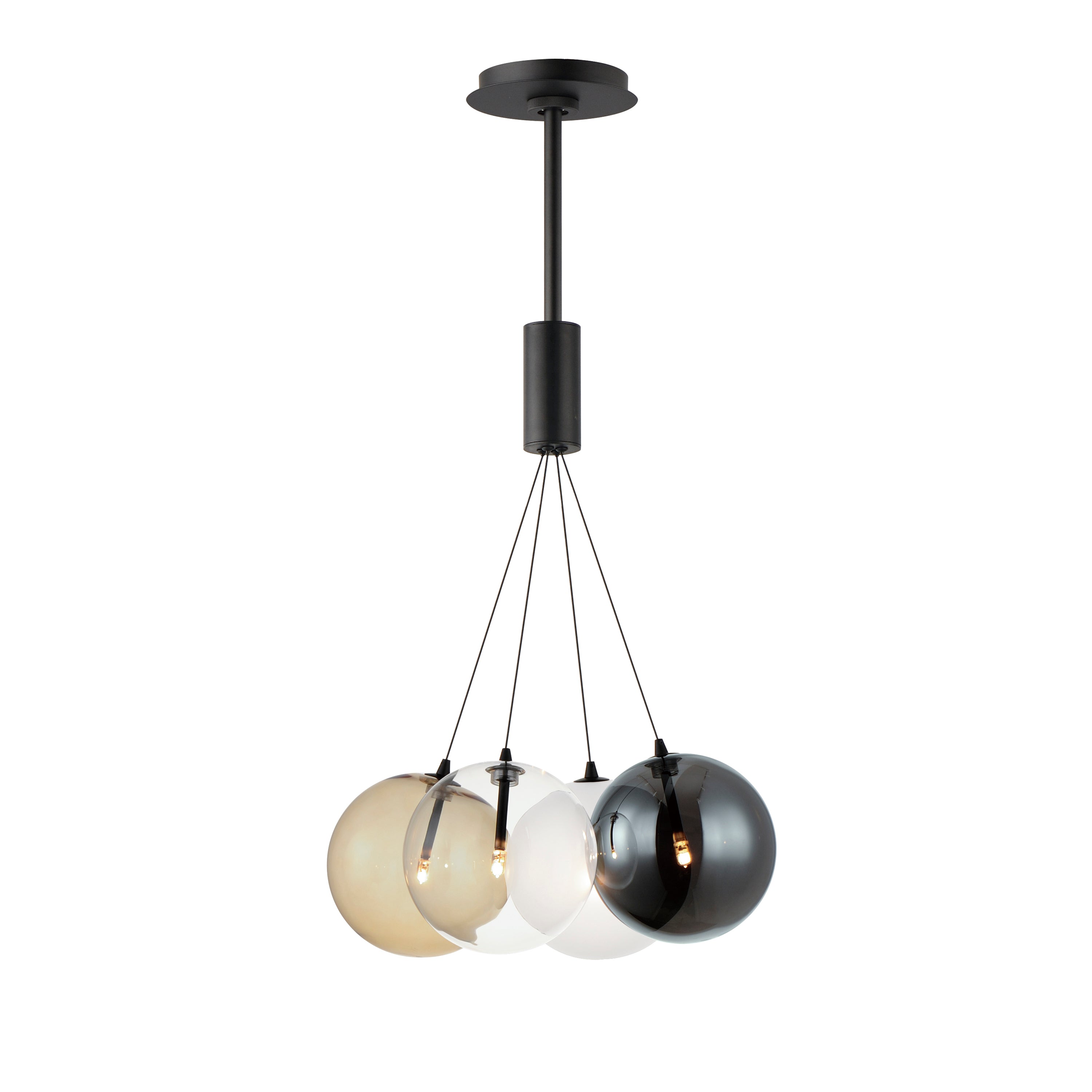 ET2 Contemporary Lighting E25084-148BK Burst 17" 4-Light LED Pendant Ceiling Light - Color Temperature: 3000K - Shade Color: Mixed - Finish: Black