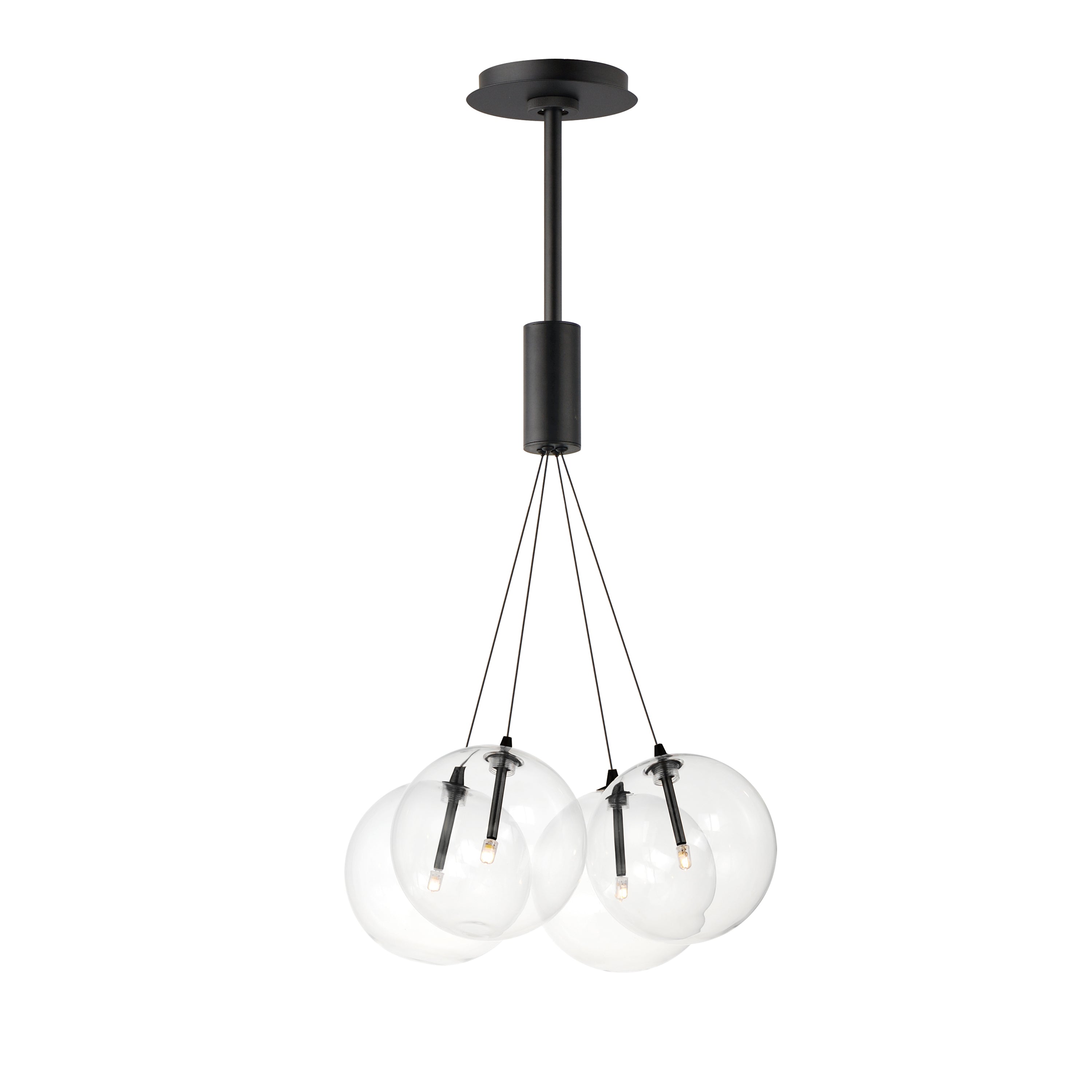 ET2 Contemporary Lighting E25084-18BK Burst 17" 4-Light LED Pendant Ceiling Light - Color Temperature: 3000K - Shade Color: Clear - Finish: Black