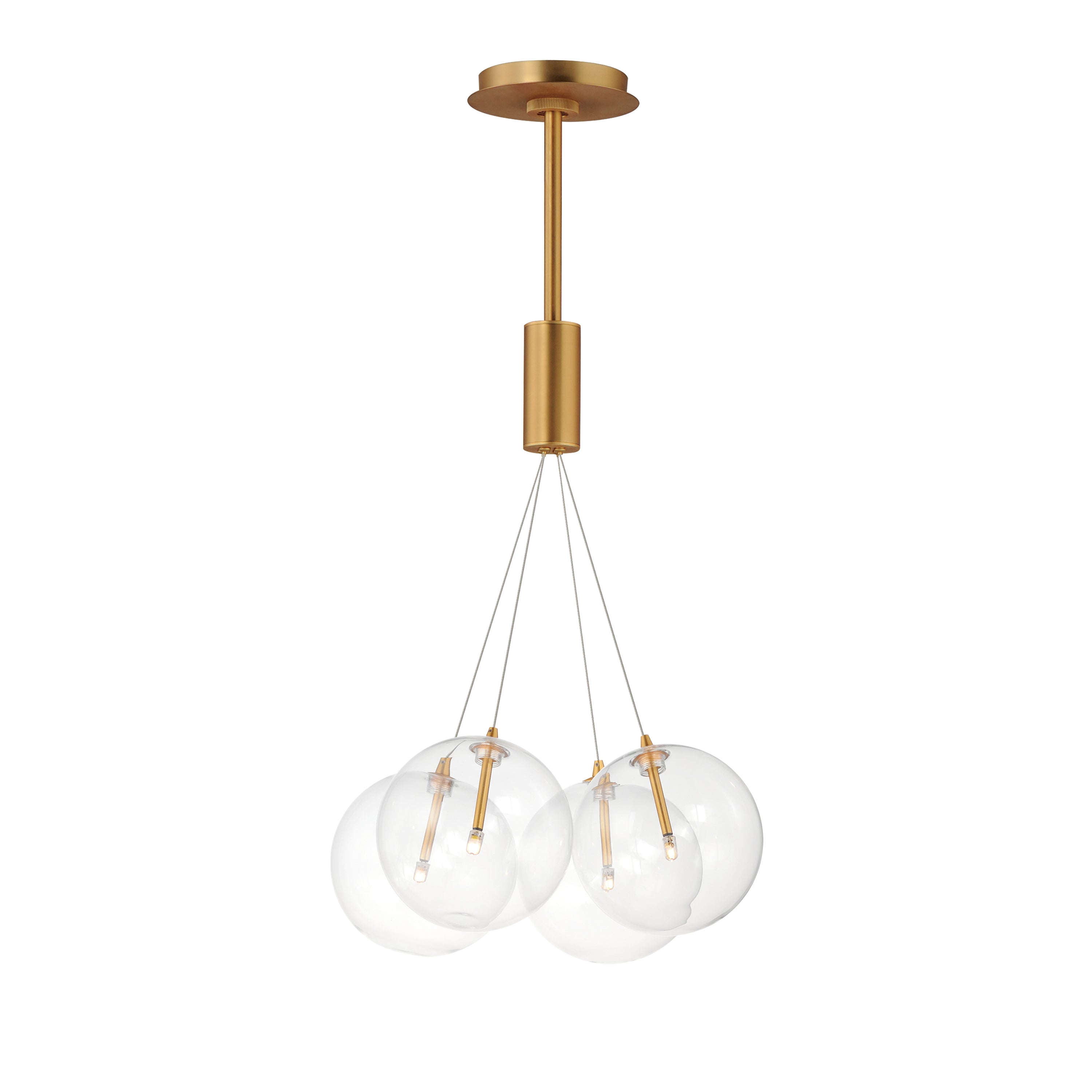 ET2 Contemporary Lighting E25084-18GLD Burst 17" 4-Light LED Pendant Ceiling Light - Color Temperature: 3000K - Shade Color: Clear - Finish: Gold