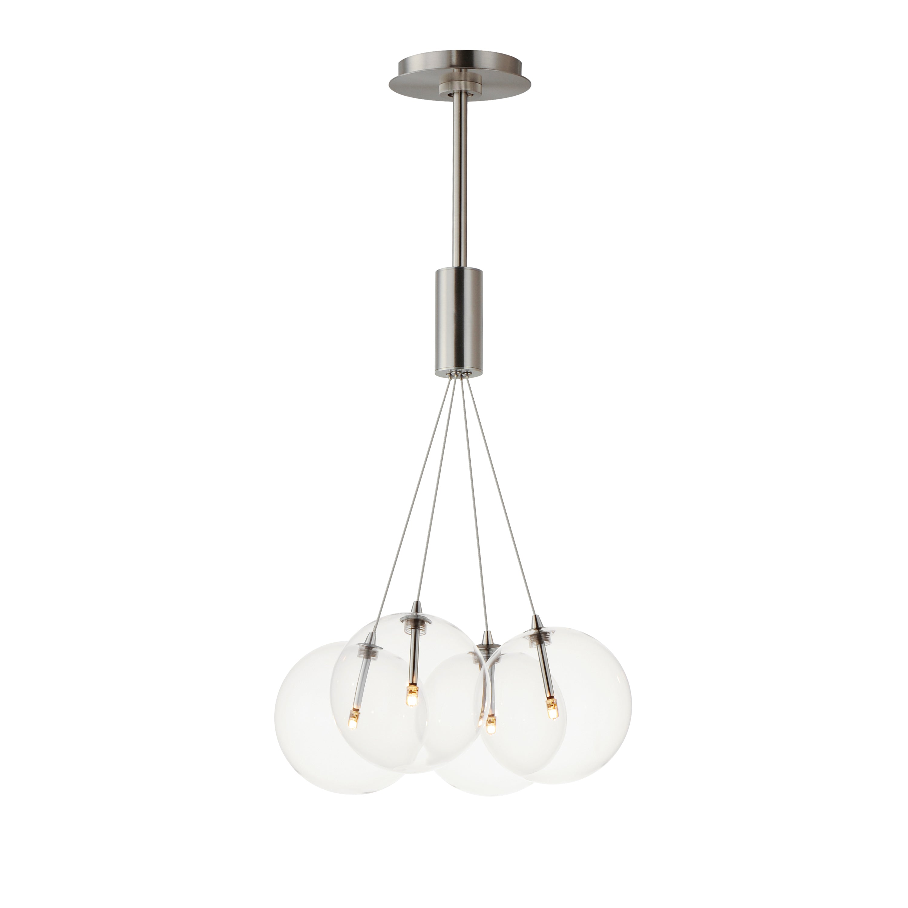 ET2 Contemporary Lighting E25084-18SN Burst 17" 4-Light LED Pendant Ceiling Light - Color Temperature: 3000K - Shade Color: Clear - Finish: Satin Nickel