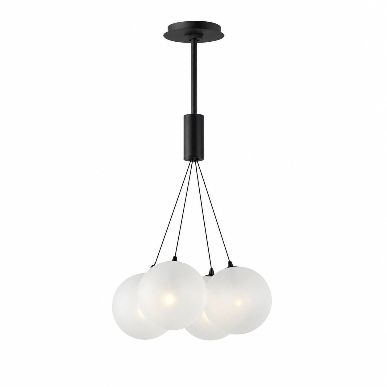 ET2 Contemporary Lighting E25084-54BK Burst 17" 4-Light LED Pendant Ceiling Light - Color Temperature: 3000K - Shade Color: Frost - Finish: Black