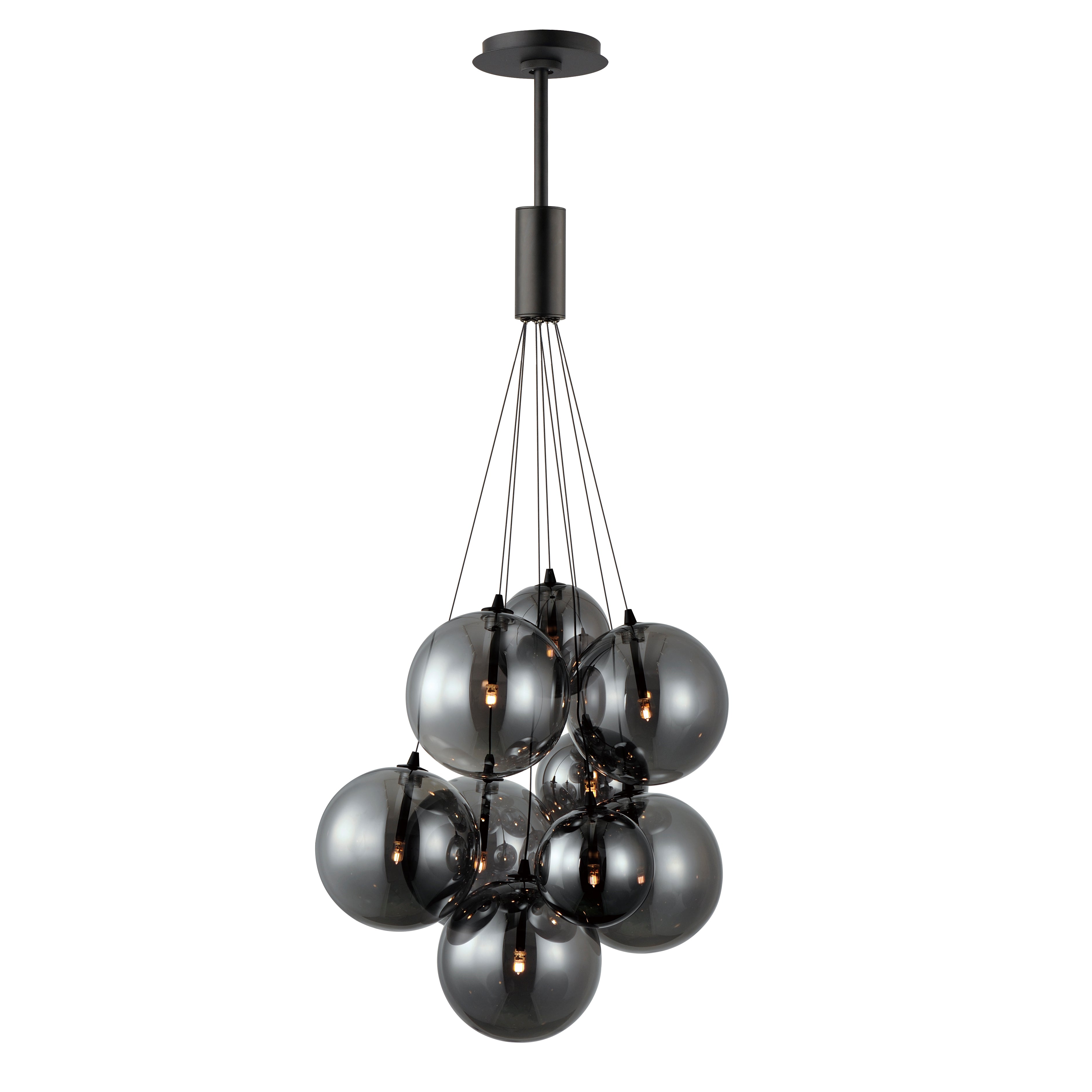 ET2 Contemporary Lighting E25087-142BK Burst 20" 9-Light LED Pendant Ceiling Light - Color Temperature: 3000K - Shade Color: Smoke - Finish: Black