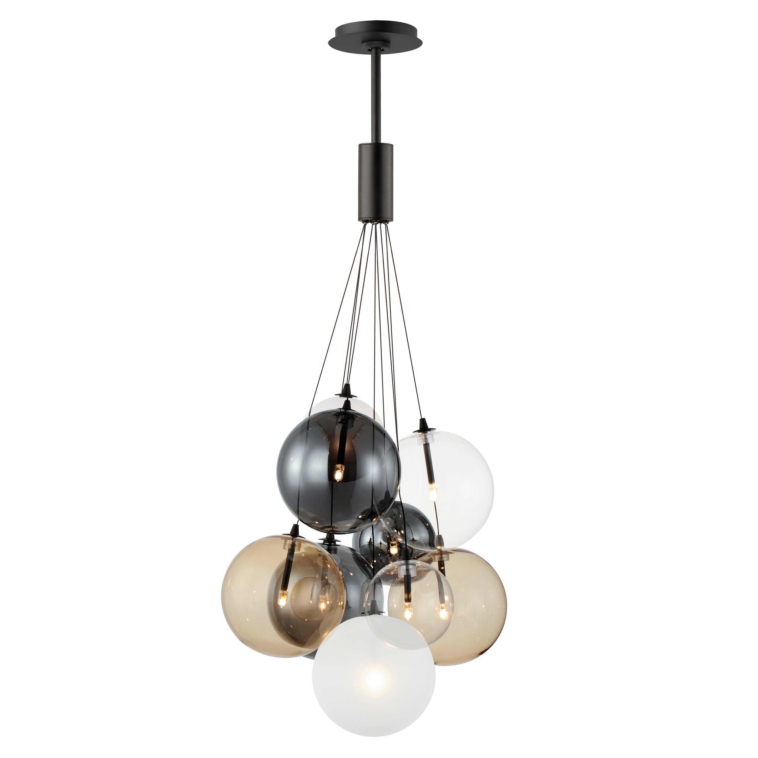 ET2 Contemporary Lighting E25087-148BK Burst 20" 9-Light LED Pendant Ceiling Light - Color Temperature: 3000K - Shade Color: Mixed - Finish: Black