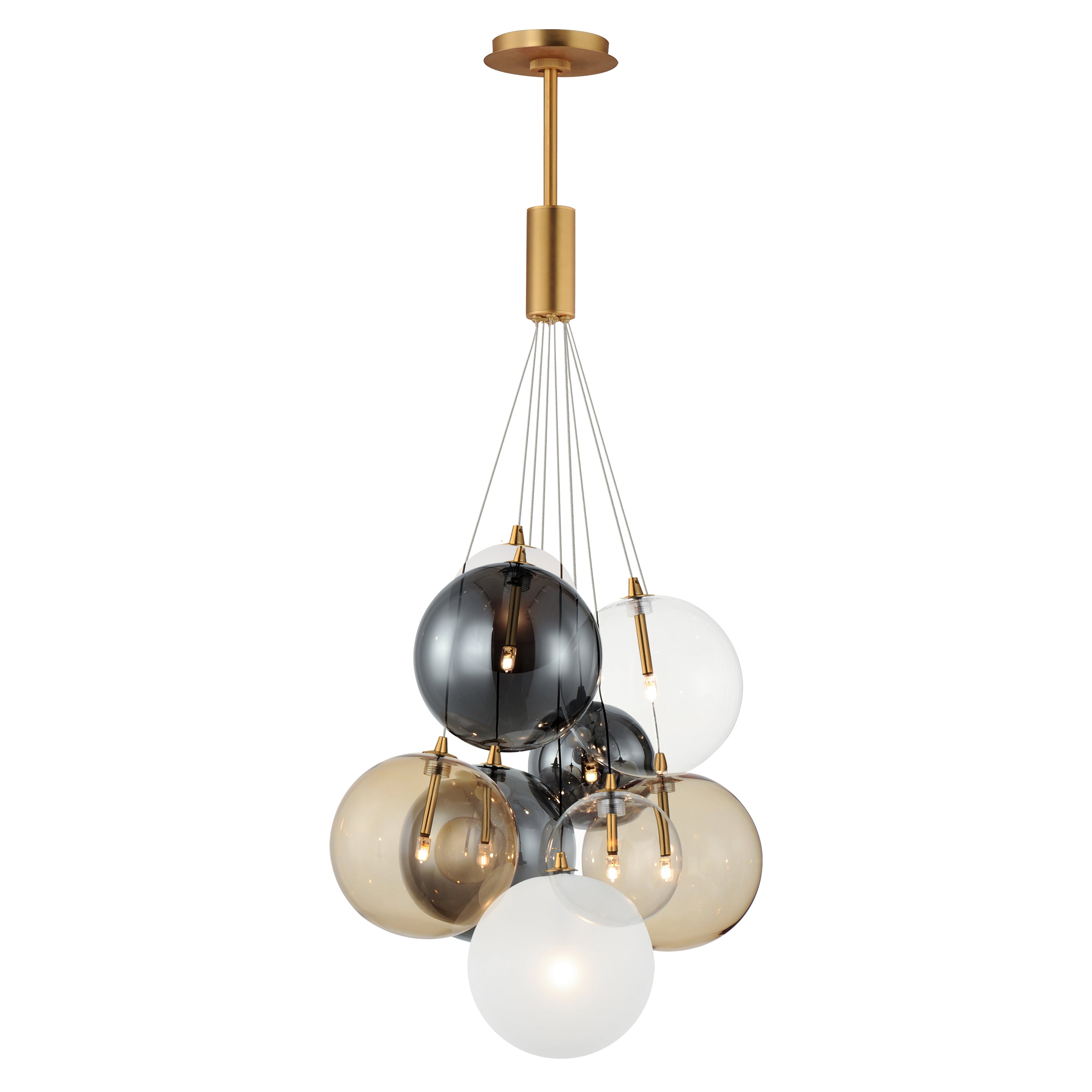 ET2 Contemporary Lighting E25087-148GLD Burst 20" 9-Light LED Pendant Ceiling Light - Color Temperature: 3000K - Shade Color: Mixed - Finish: Gold