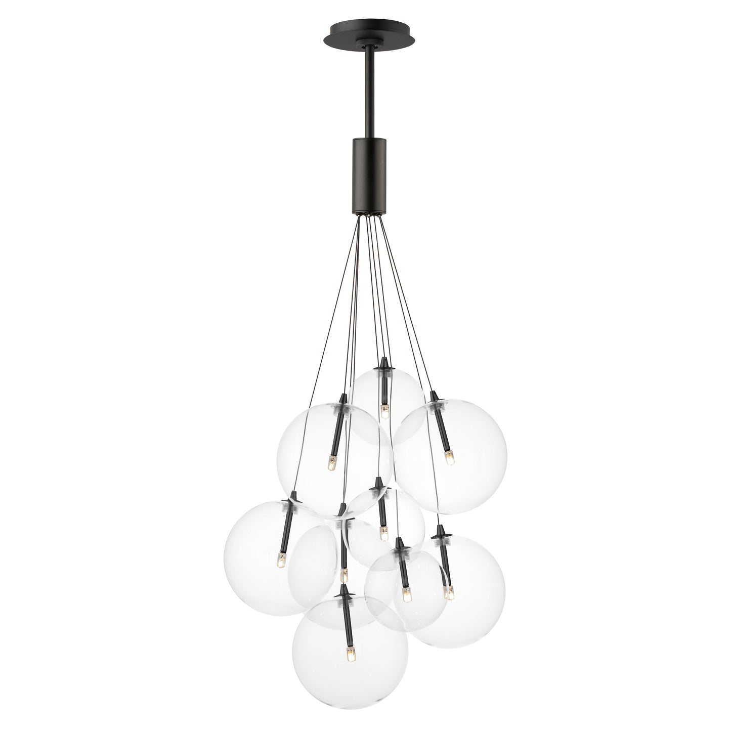 ET2 Contemporary Lighting E25087-18BK Burst 20" 9-Light LED Pendant Ceiling Light - Color Temperature: 3000K - Shade Color: Clear - Finish: Black