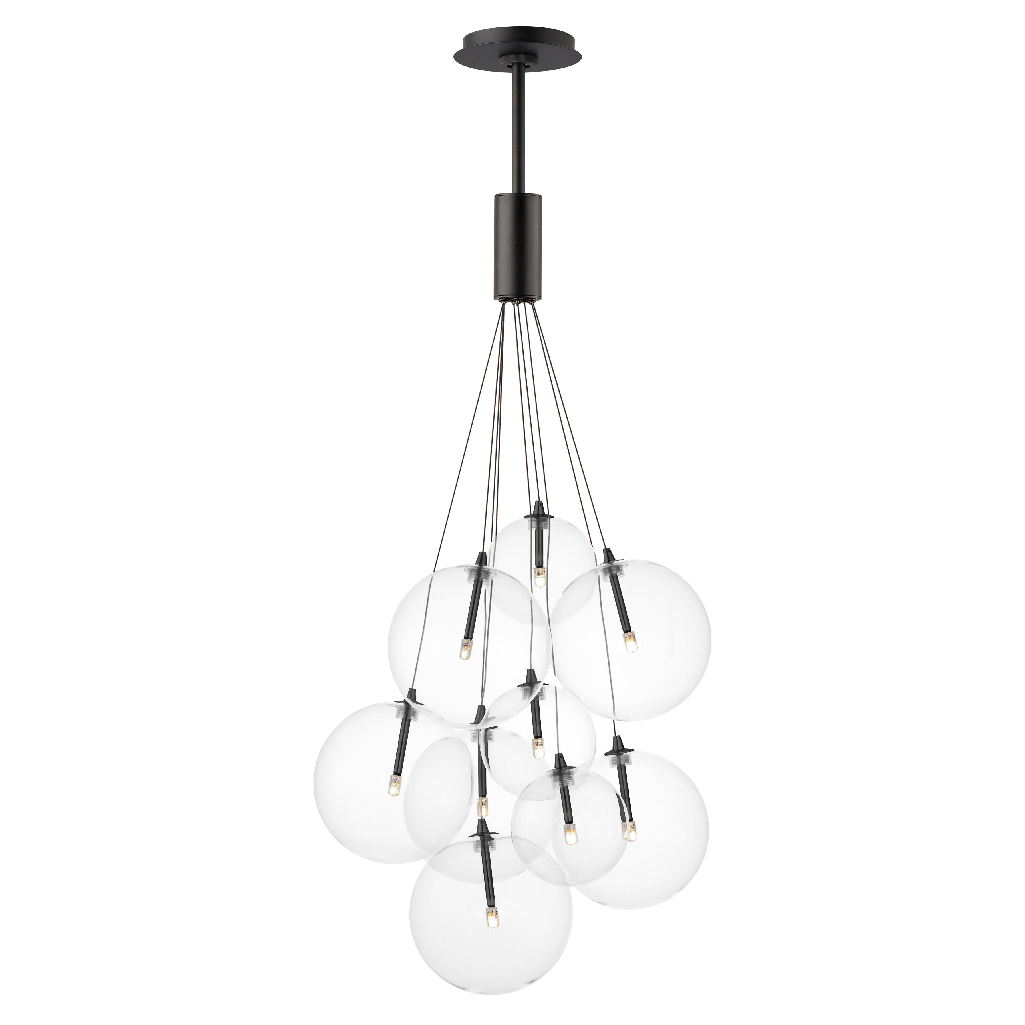 ET2 Contemporary Lighting E25087-18BK Burst 20" 9-Light LED Pendant Ceiling Light - Color Temperature: 3000K - Shade Color: Clear - Finish: Black