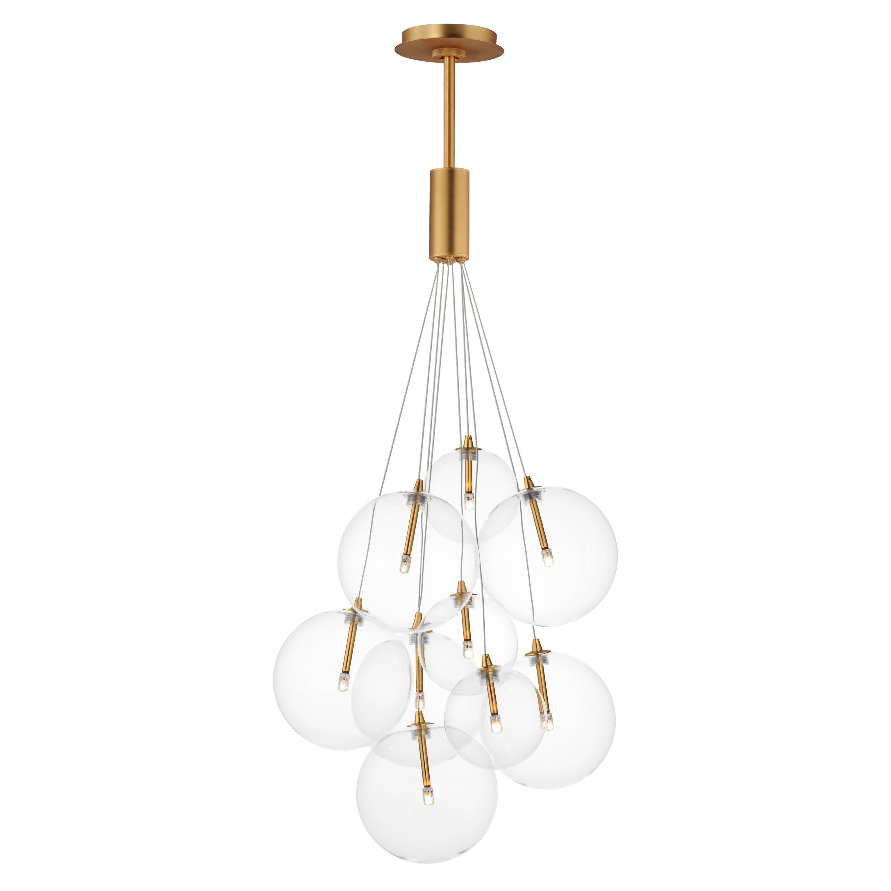 ET2 Contemporary Lighting E25087-18GLD Burst 20" 9-Light LED Pendant Ceiling Light - Color Temperature: 3000K - Shade Color: Clear - Finish: Gold