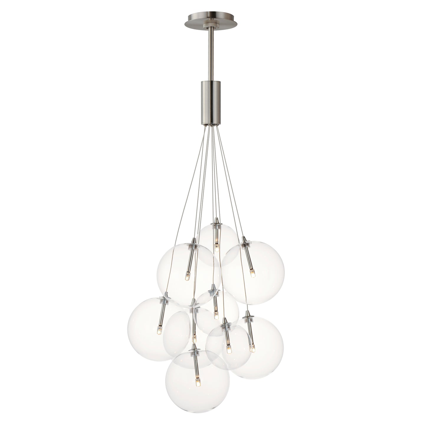 ET2 Contemporary Lighting E25087-18SN Burst 20" 9-Light LED Pendant Ceiling Light - Color Temperature: 3000K - Shade Color: Clear - Finish: Satin Nickel