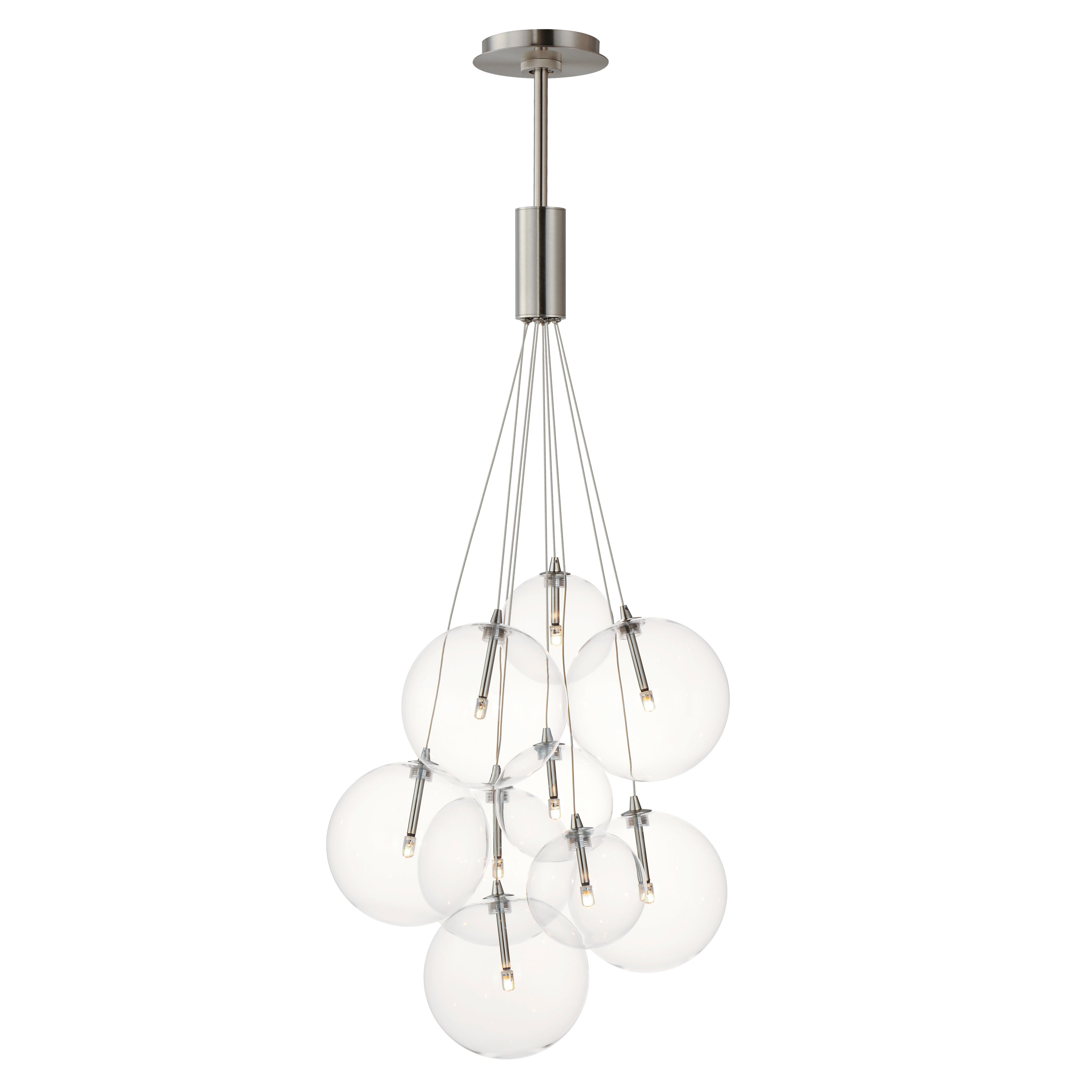 ET2 Contemporary Lighting E25087-18SN Burst 20" 9-Light LED Pendant Ceiling Light - Color Temperature: 3000K - Shade Color: Clear - Finish: Satin Nickel
