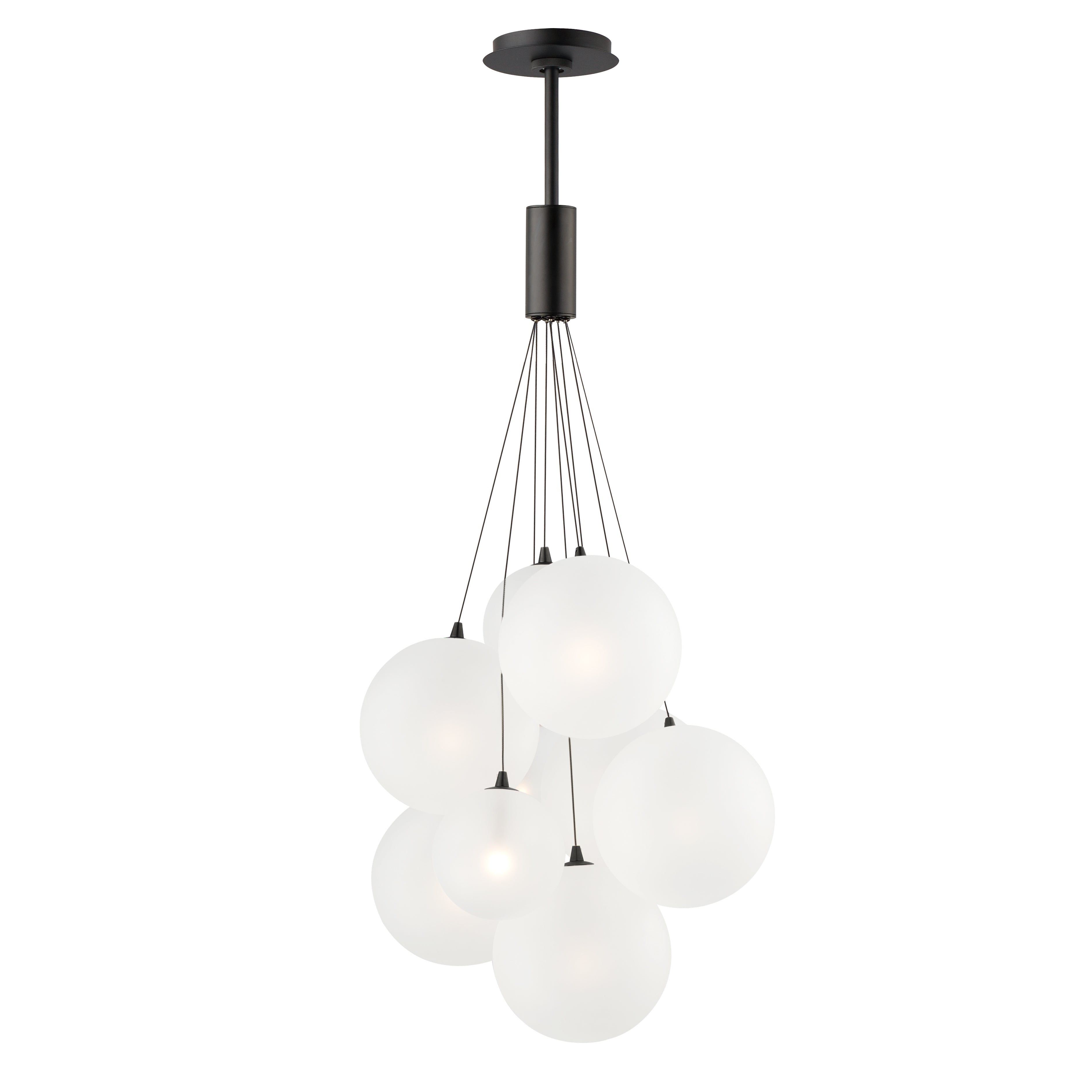 ET2 Contemporary Lighting E25087-54BK Burst 20" 9-Light LED Pendant Ceiling Light - Color Temperature: 3000K - Shade Color: Frosted - Finish: Black