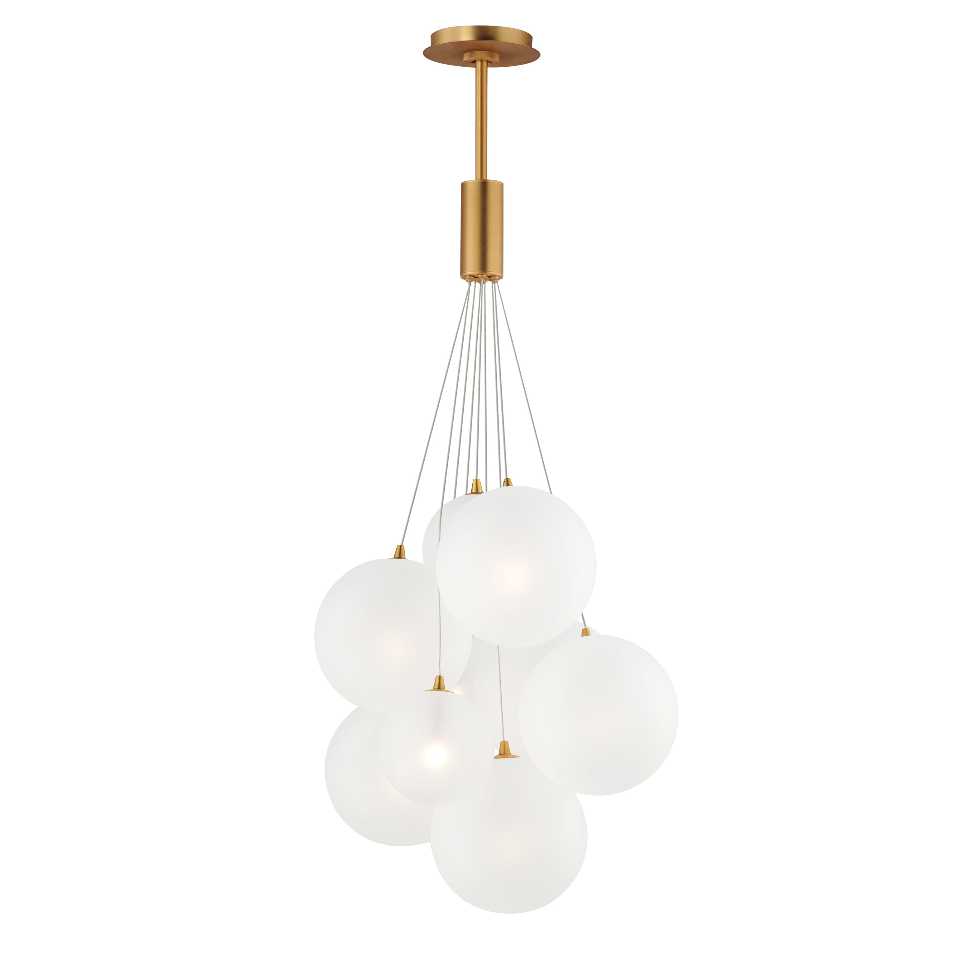 ET2 Contemporary Lighting E25087-54GLD Burst 20" 9-Light LED Pendant Ceiling Light - Color Temperature: 3000K - Shade Color: Frosted - Finish: Gold