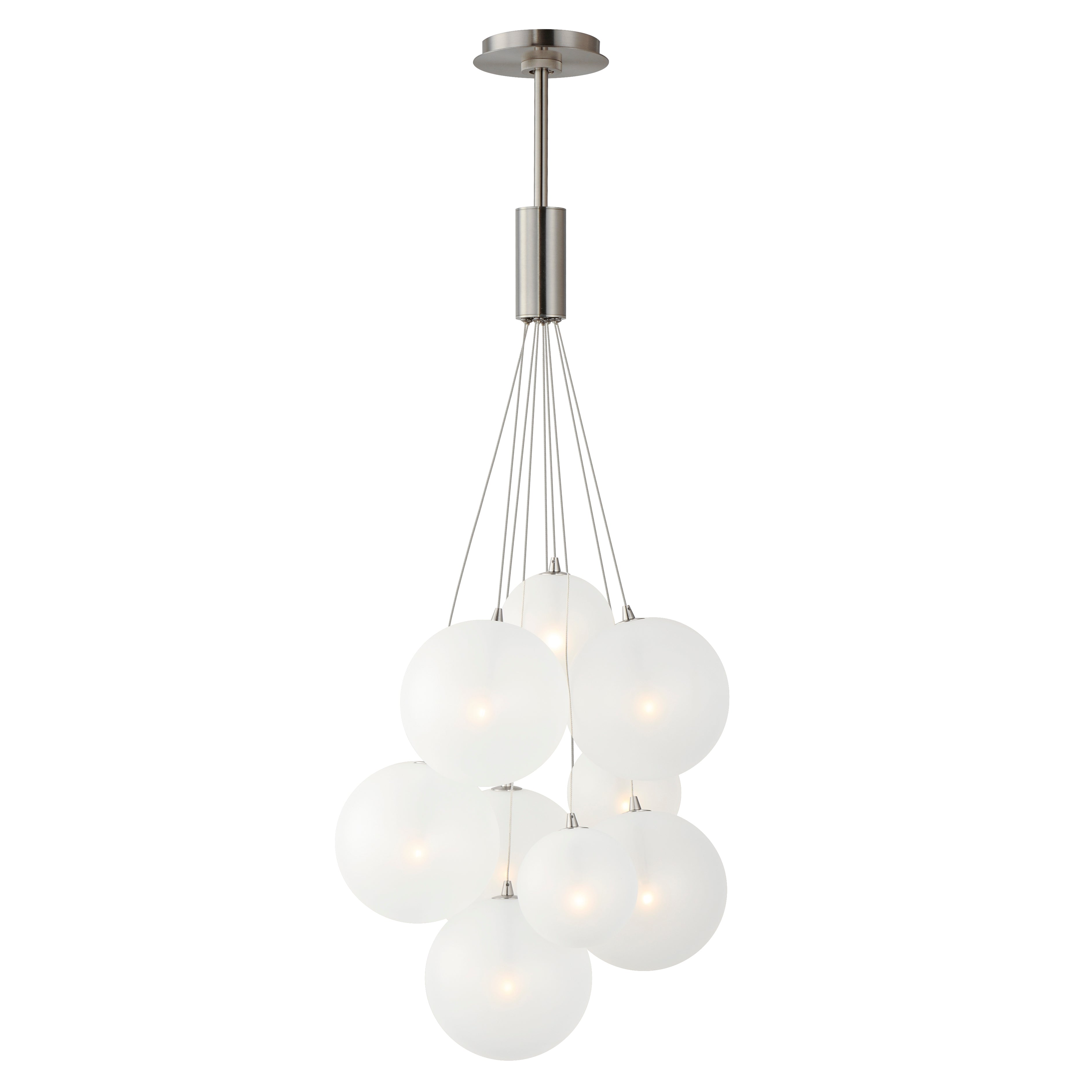 ET2 Contemporary Lighting E25087-54SN Burst 20" 9-Light LED Pendant Ceiling Light - Color Temperature: 3000K - Shade Color: Frosted - Finish: Satin Nickel