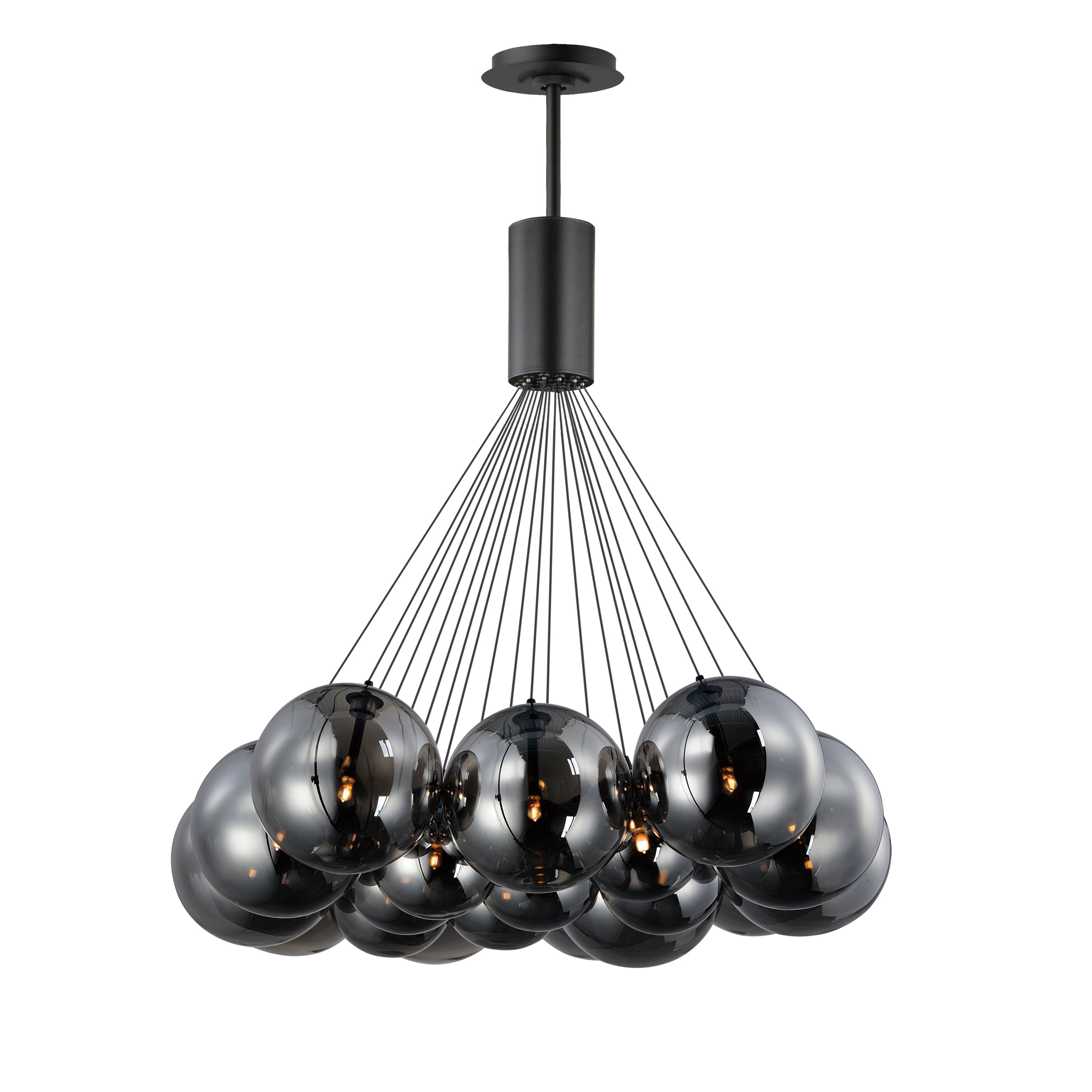 ET2 Contemporary Lighting E25088-142BK Burst 35" 20-Light LED Pendant Ceiling Light - Color Temperature: 3000K - Shade Color: Smoke - Finish: Black