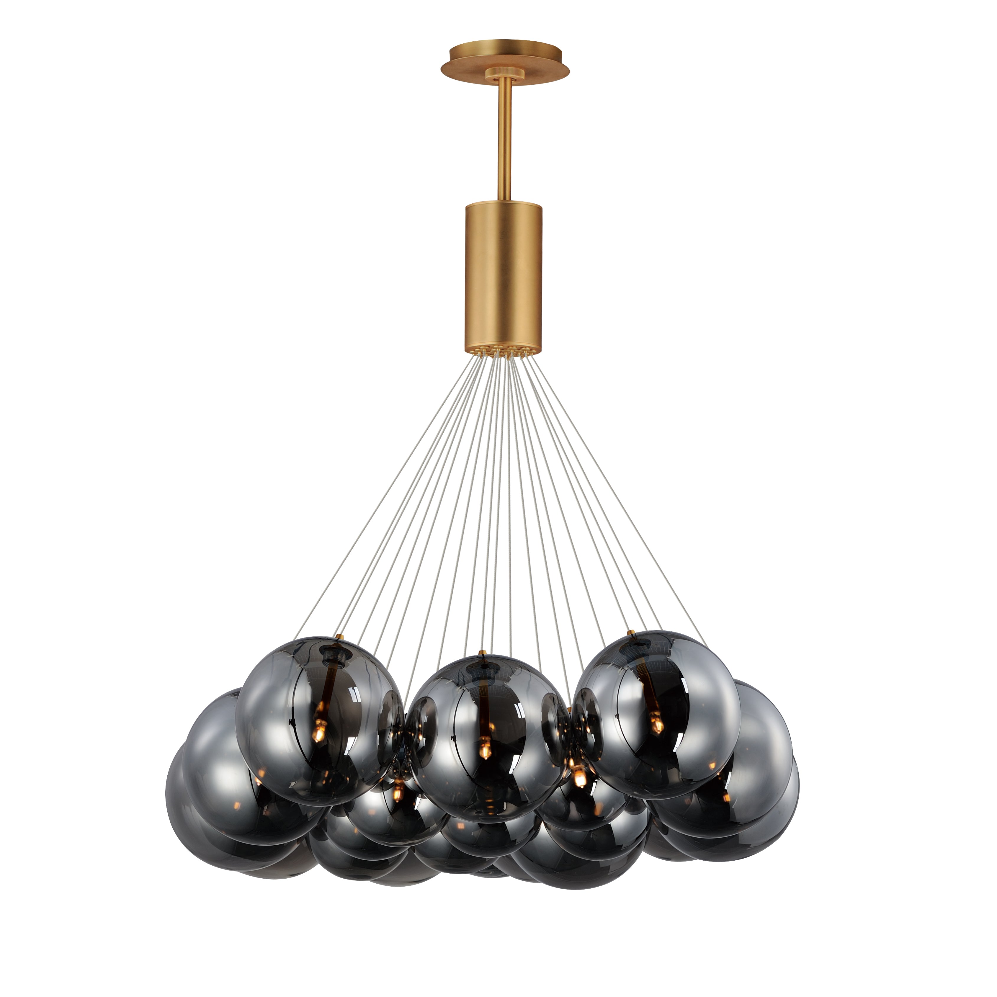 ET2 Contemporary Lighting E25088-142GLD Burst 35" 20-Light LED Pendant Ceiling Light - Color Temperature: 3000K - Shade Color: Smoke - Finish: Gold