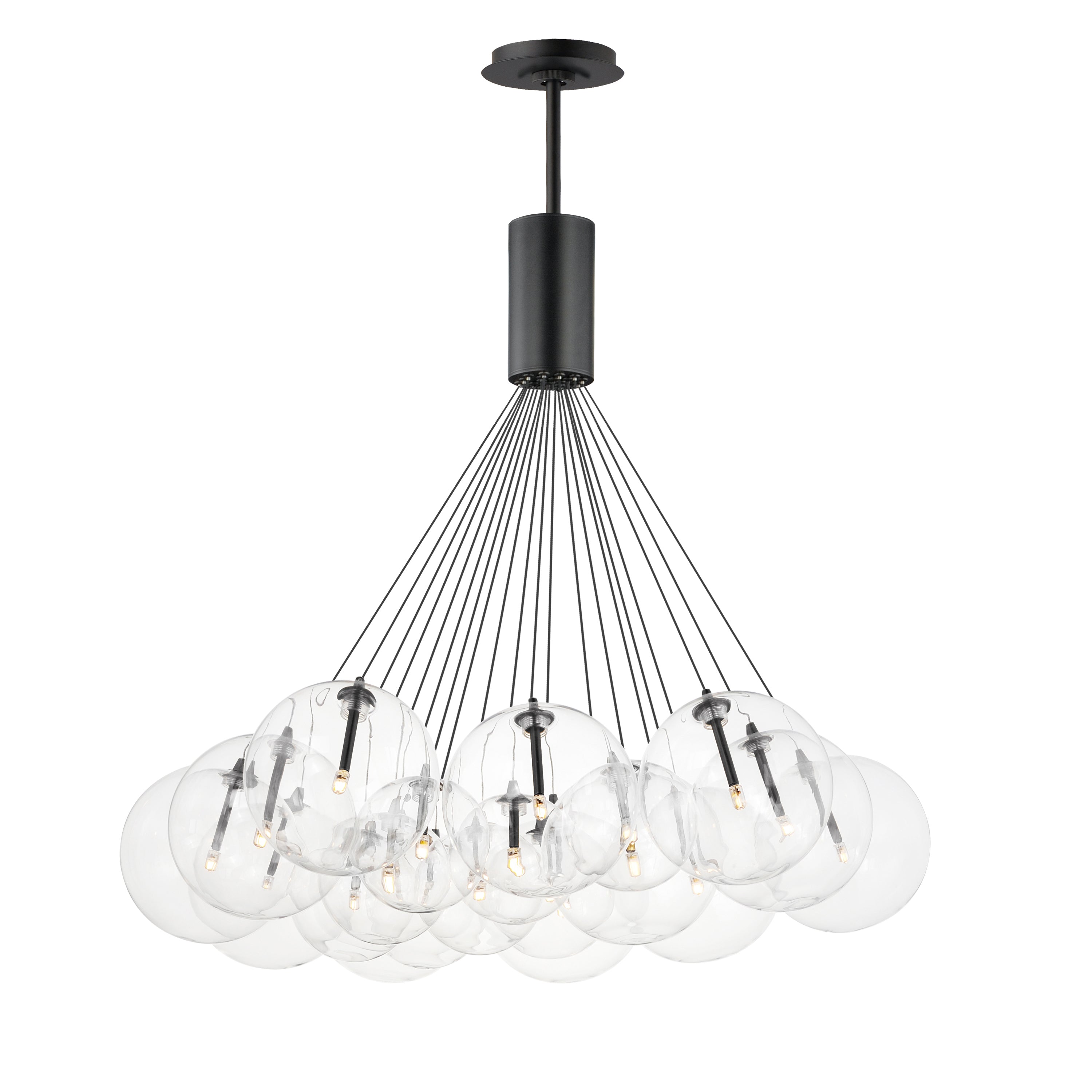 ET2 Contemporary Lighting E25088-18BK Burst 35" 20-Light LED Pendant Ceiling Light - Color Temperature: 3000K - Shade Color: Clear - Finish: Black