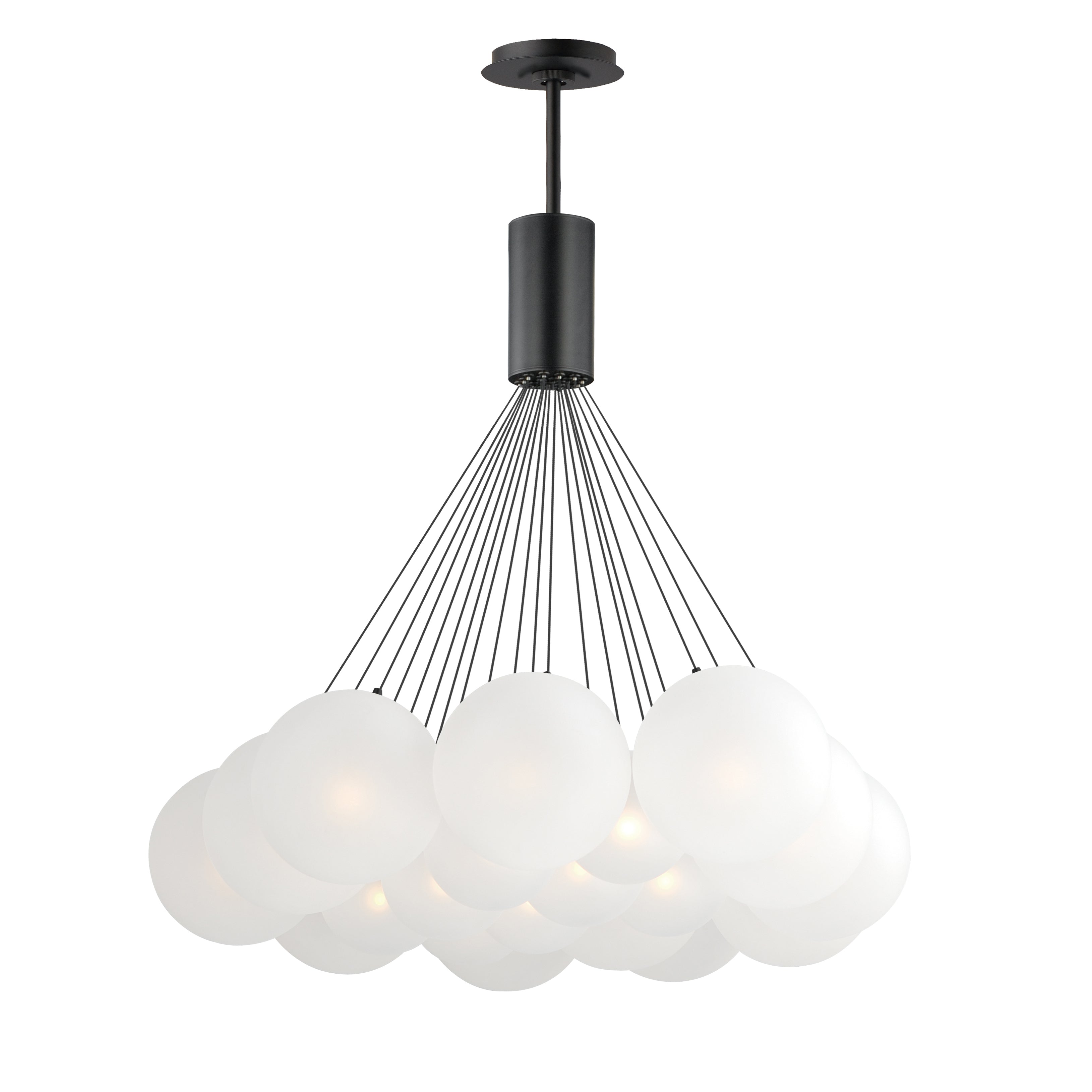 ET2 Contemporary Lighting E25088-54BK Burst 35" 20-Light LED Pendant Ceiling Light - Color Temperature: 3000K - Shade Color: Frosted - Finish: Black