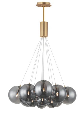 ET2 Contemporary Lighting E25089-142GLD Burst 12-Light LED Pendant, Smoke Glass, Color Temperature 3000K, 1,750 Lumens, Voltage 120V, Gold Finish