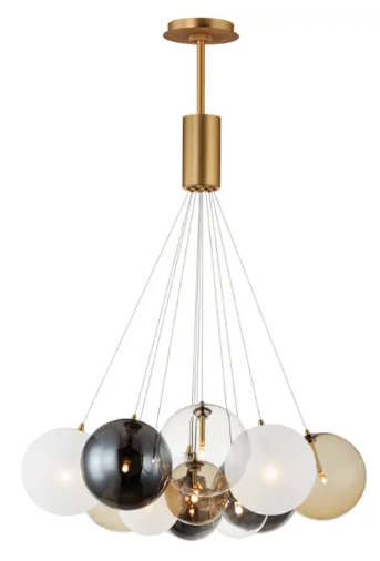 ET2 Contemporary Lighting E25089-148GLD Burst 12-Light LED Pendant, Color Temperature 3000K, 1,750 Lumens, Voltage 120V, Gold Finish