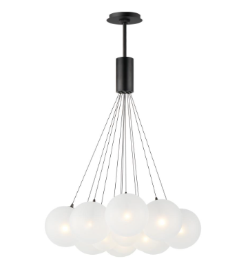 ET2 Contemporary Lighting E25089-54BK Burst 12-Light LED Pendant, Color Temperature 3000K, 1,750 Lumens, Voltage 120V, Frost Glass, Black Finish