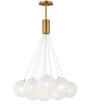 ET2 Contemporary Lighting E25089-54GLD Burst 12-Light LED Pendant, Color Temperature 3000K, 1,750 Lumens, Voltage 120V, Frost Glass, Gold Finish
