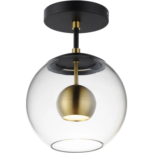 ET2 Contemporary Lighting E25150-BKNAB Nucleus LED 9 inch Black and Natural Aged Brass Flush Mount Ceiling Light