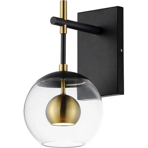 ET2 Contemporary Lighting E25151-BKNAB Nucleus LED 7 inch Black and Natural Aged Brass Wall Sconce Wall Light