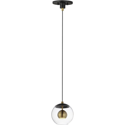 ET2 Contemporary Lighting E25152-BKNAB Nucleus LED 7 inch Black and Natural Aged Brass Single Pendant Ceiling Light