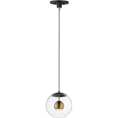 ET2 Contemporary Lighting E25154-BKNAB Nucleus LED 11 inch Black and Natural Aged Brass Single Pendant Ceiling Light