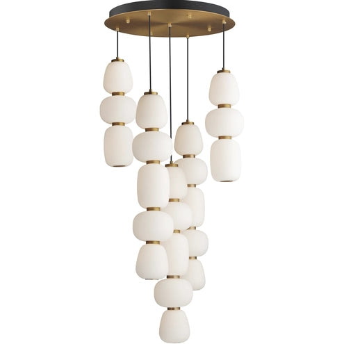 ET2 Contemporary Lighting E25169-92BKGLD Soji LED 23.5 inch Black and Gold Chandelier Ceiling Light