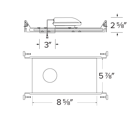 Elco Lighting E2KCL08ICDX-EM1 2" Canless Koto™ IC New Construction Frame, Lumens 950 lm, Wattage 11.9W, 0-10/Triac/ELV, 90 min. Emergency Battery Backup