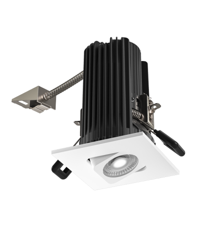 ELCO Lighting E2L19WF40W 2" Square Adjustable Teak™ LED Light Engine , 10.5 To 12.5 Watts , 4000K , 850-1100lm , 60 Deg , All White Finish