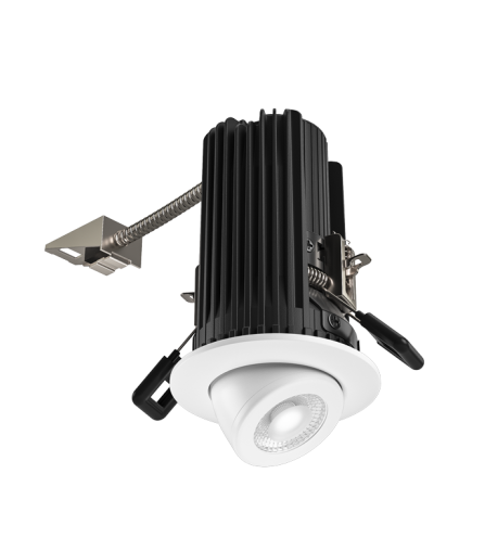 ELCO Lighting E2L97NF30B 2" Round Pull-Down Teak™ LED Light Engine , 10.5 To 12.5 Watts , 3000K , 850-1100lm , 28 Deg , All Black Finish