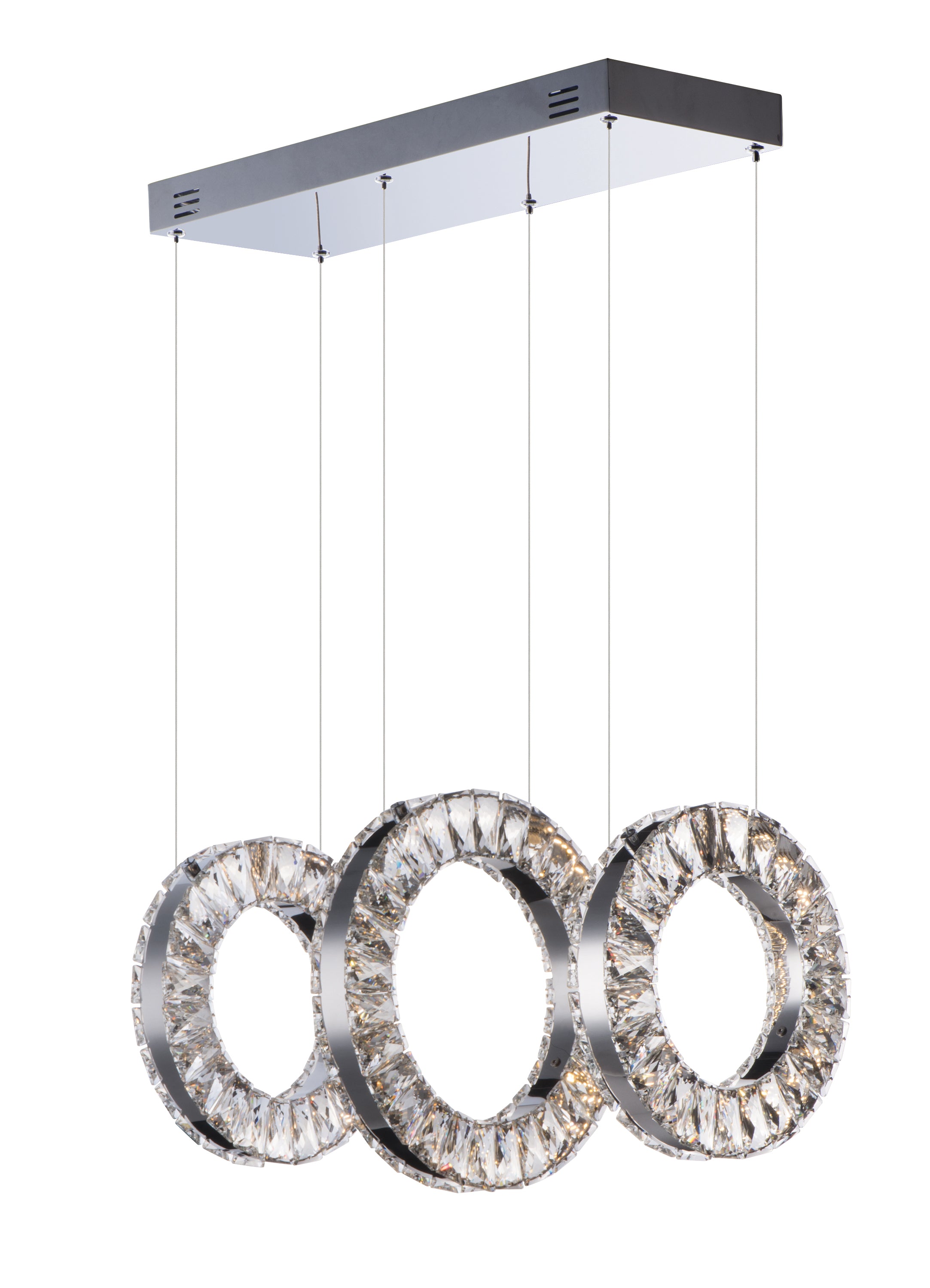 ET2 Contemporary Lighting E30563-20PC 20" Charm 3-Light Polished Chrome Linear Pendant Ceiling Light
