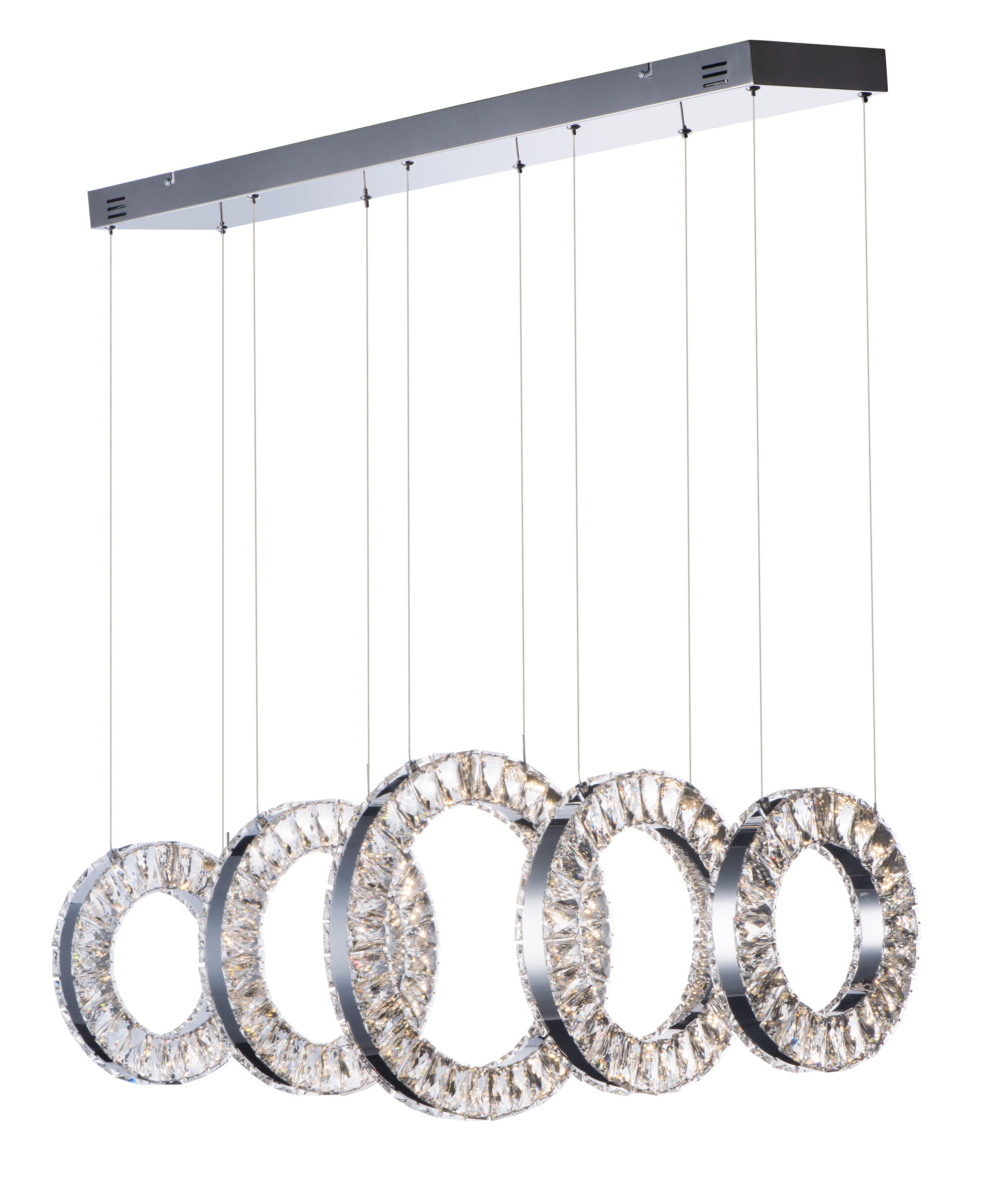 ET2 Contemporary Lighting E30565-20PC 37" Charm 5-Light Polished Chrome Linear Pendant Ceiling Light
