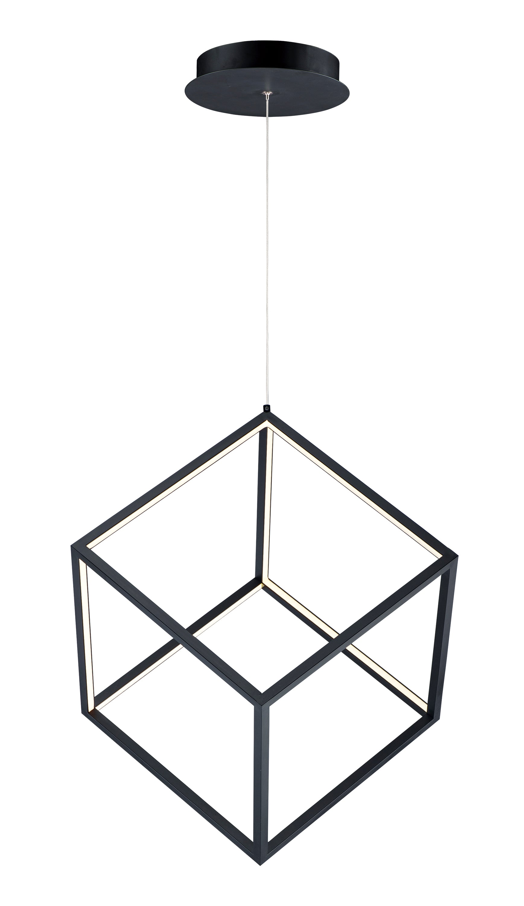ET2 Contemporary Lighting E30582-BK 20" Square Polished Chrome Single Pendant Ceiling Light