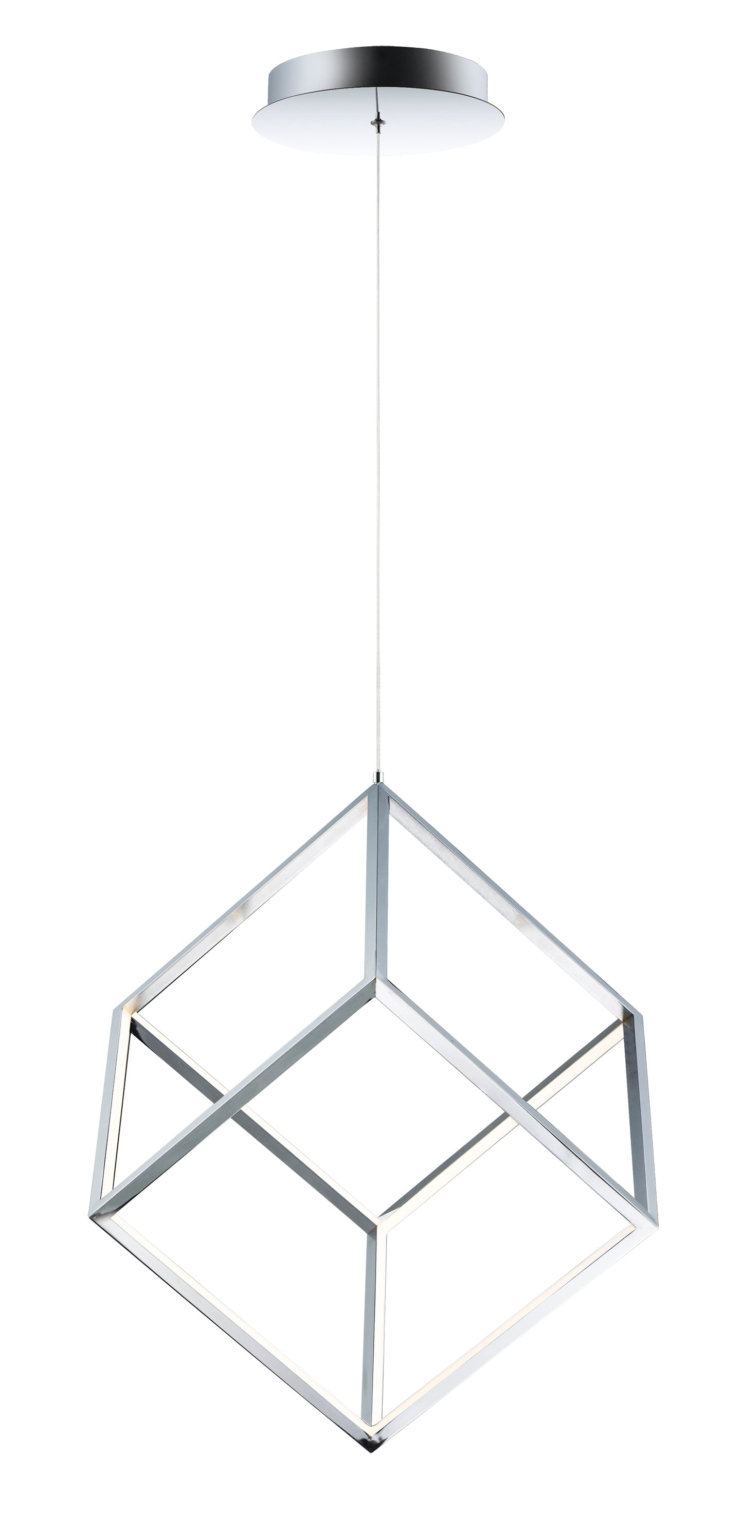 ET2 Contemporary Lighting E30582-PC 20" Square Polished Chrome Single Pendant Ceiling Light