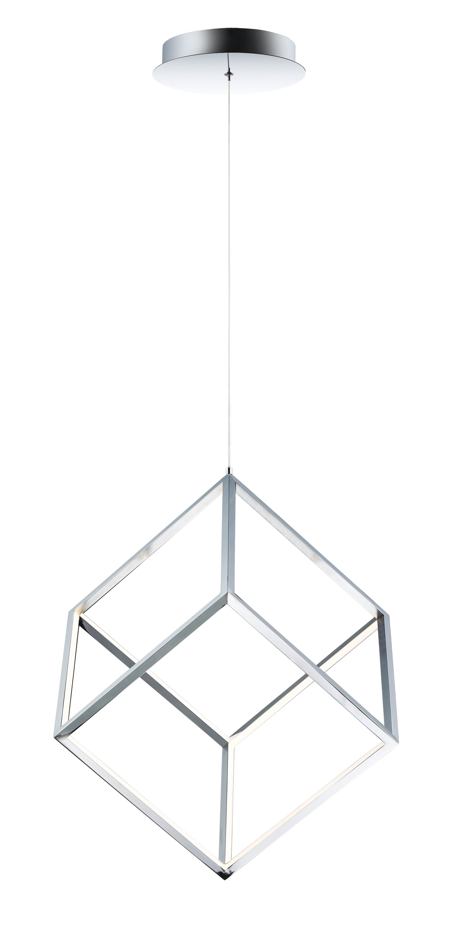 ET2 Contemporary Lighting E30582-PC 20" Square Polished Chrome Single Pendant Ceiling Light