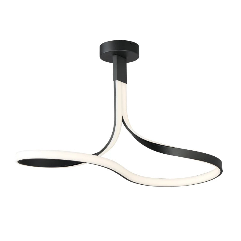 ET2 Contemporary Lighting E30660-BK 32" Serpentine LED Semi-Flush Mount Ceiling Light - Finish: Black