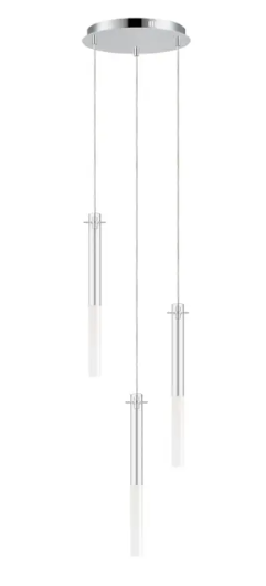 ET2 Contemporary Lighting E31095-93PC Pipette 18" 3-Light LED Pendant, Color Temperature 3000K, 950 Lumens, Voltage 120V, Polished Chrome