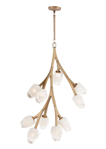ET2 Contemporary Lighting E32798-93NAB Blossom 10-Light LED Pendant, Color Temperature 3000K, 4,000 Lumens, Voltage 120V, Natural Aged Brass Finish