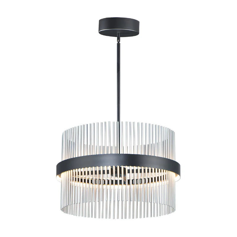 ET2 Contemporary Lighting E34255-BKSN 24" Chimes LED Single Pendant Ceiling Light - Selectable 5CCT - Finish: Black And Satin Nickel