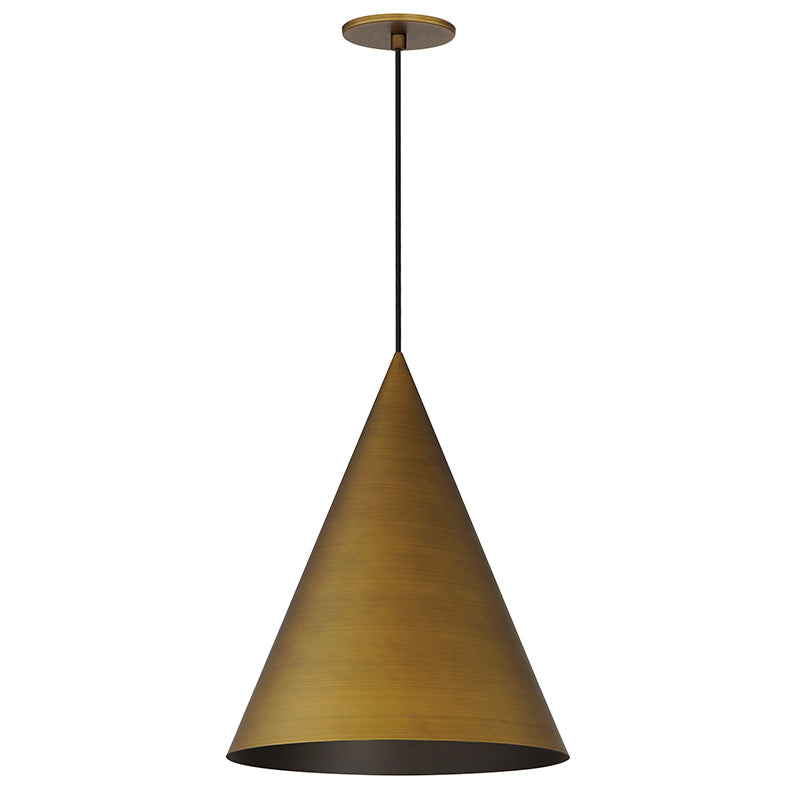 ET2 Contemporary Lighting E34501-AB 14" Pitch 1-Light LED Pendant Ceiling Light - Color Temperature: 3000K - Finish: Antique Brass
