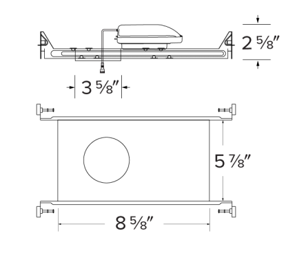 Elco Lighting E3KCL10IC 3" Canless Koto™ IC New Construction Frame, Lumens 950 lm, Wattage 11.9W, Dimming Triac/ELV