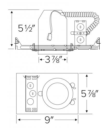 Elco Lighting E3LC08ICA2-EM1 3 Inches IC Airtight Single Wall Housing with Driver, Voltage 120V, Dimming Triac/ELV , Emergency Battery Backup