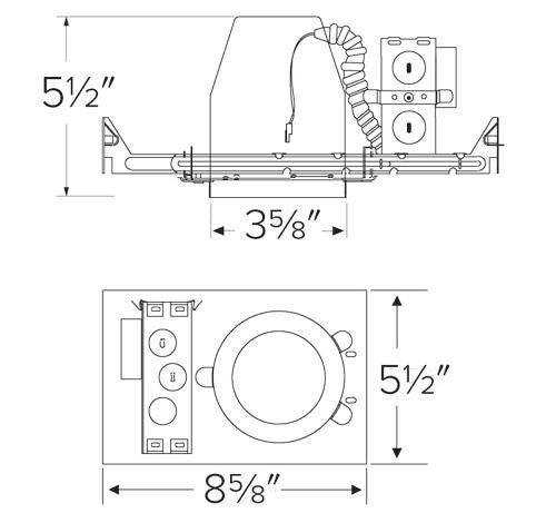 Elco Lighting E3LK65ICA-EM1 3" IC Airtight New Construction Housing for Architectural Koto™ LED Engine with 90 min. Emergency Battery Back-Up, 120V, Triac/ELV